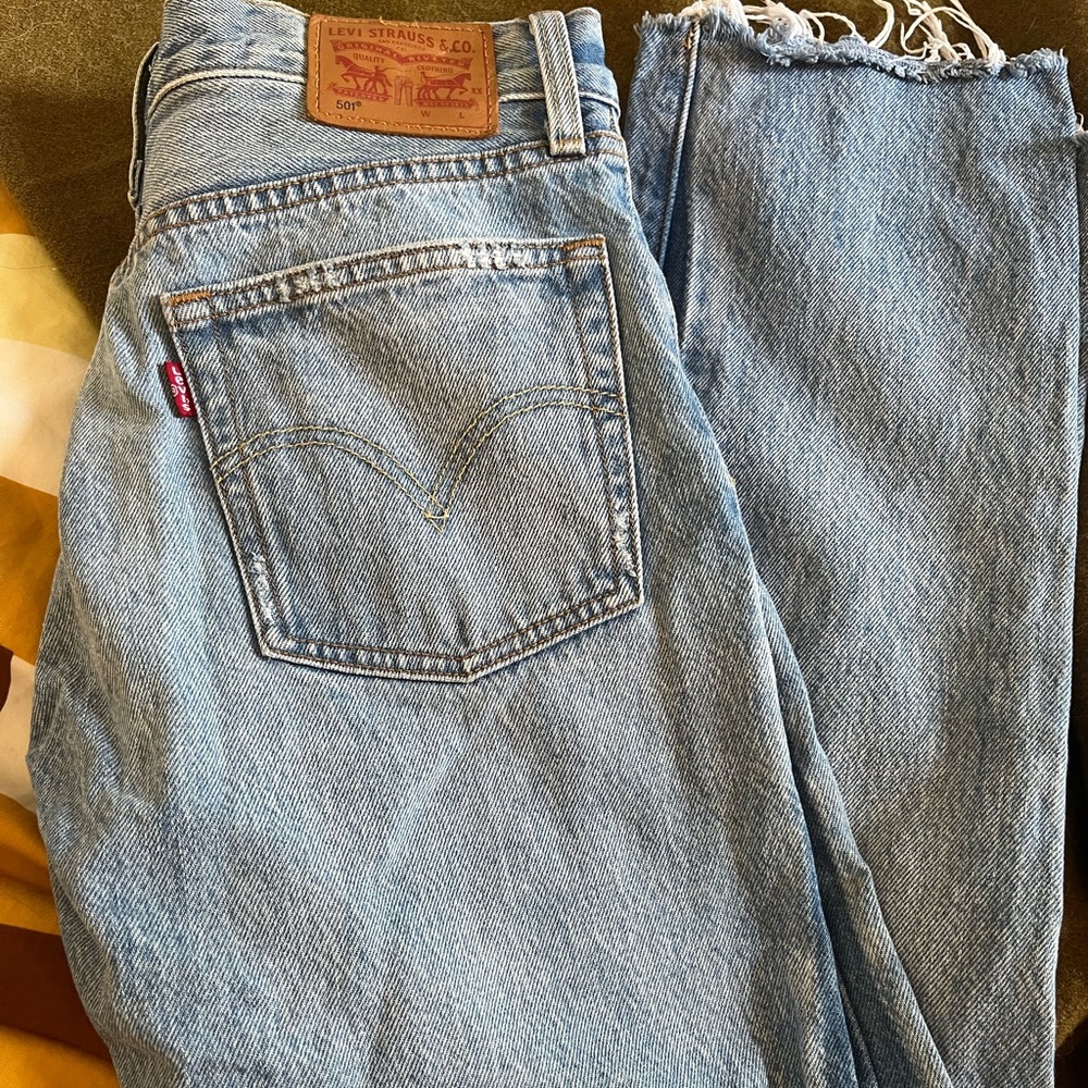 Vintage Levi High Waisted 501 Special Stripe Straight Leg Jeans